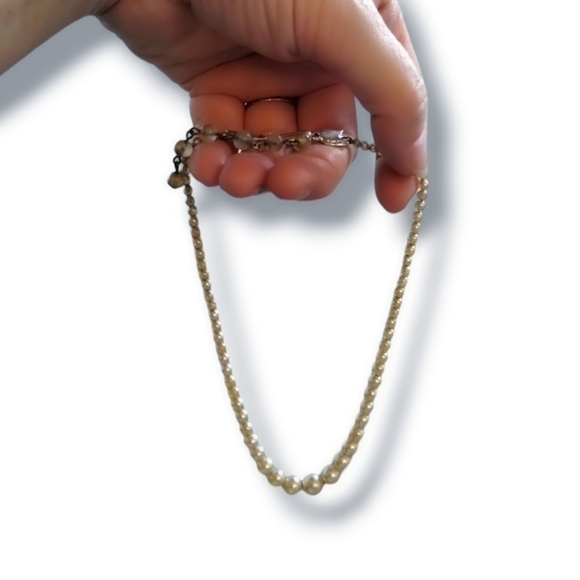 Vintage Champagne Simulated Pearl Collar Necklace - Picture 8 of 8